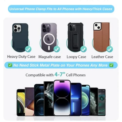 ARMOLABX Gym Magnetic Phone Holder Mount Attach to Metal Surface, [Big Phones & Thick Cases Friendly] Magnetic Phone Holder for Gym Workout Record Compatible with All Smartphones - 4