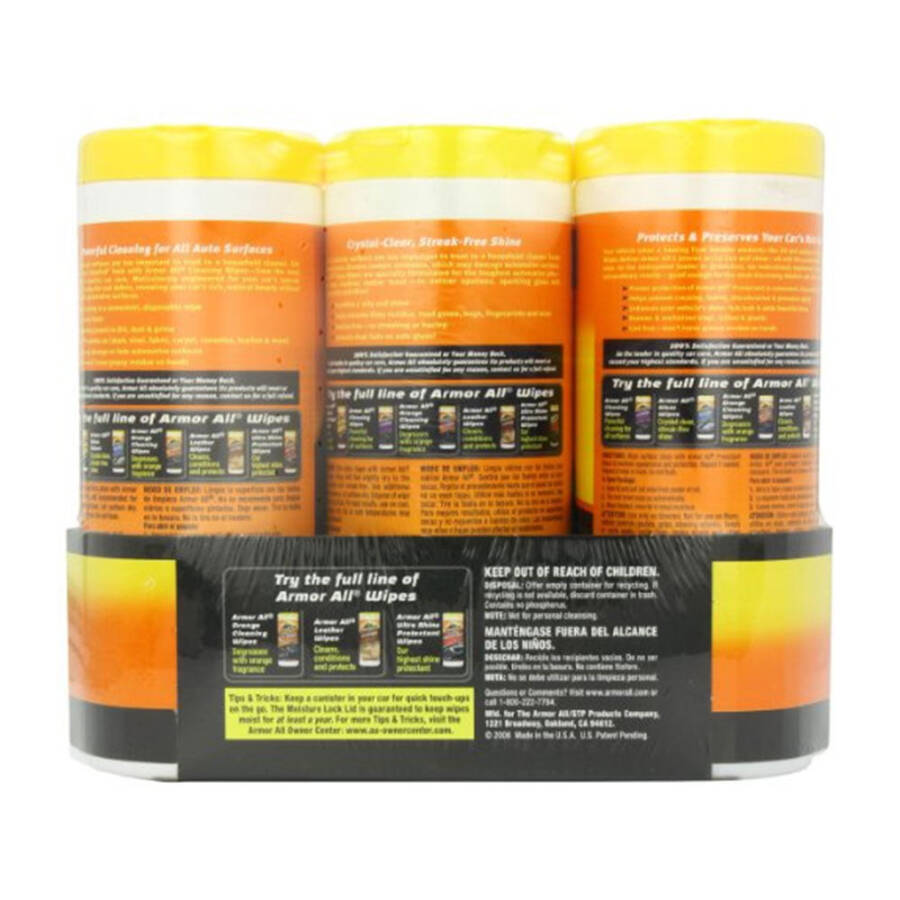 Armor All Auto Protectant, Cleaning, and Glass Wipes Triple Pack (75 Wipes) - 5