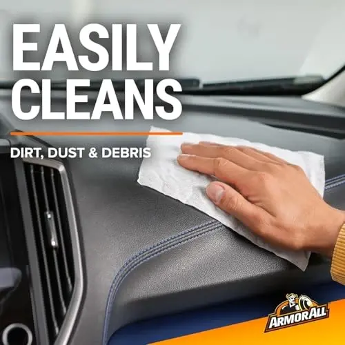 Armor All Car Interior Protectant Salfetkalari, 90 dona Kanistra, Vinil, Rezina, Plastmassa, Trim va Panellar uchun UV himoyasi - 4