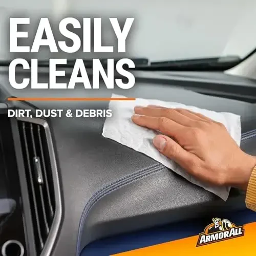 Armor All Car Interior Protectant Salfetkalari, 90 dona Kanistra, Vinil, Rezina, Plastmassa, Trim va Panellar uchun UV himoyasi - 4