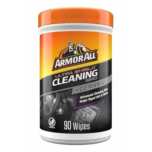 Armor All Ultra Shield + Ceramic Cleaning Wipes by Armor All, Car Interior Cleaner Wipes with Stain-Repelling Technology, 90 Count - ARMOR ALL