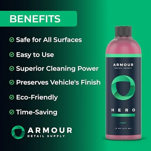 Armour Detail Supply HERO Rinseless Avtomobil Yuvish - Sovunli Avtomobil Yuvishga Ekologik Toza Alternativa, Barcha Avtomobillarga Xavfsiz, Chuqur Tozalash - 16 Oz - 13