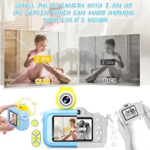 ARNSSIEN Kids Camera, Toddler Kid Digital Camera with 180°Flip Lens & 2.4in IPS Screen, Birthday Festival Gifts Present Toy for 4 5 6 7 8 9 10 11 Year Old Girls/Boys, 32 GB Card Included, X101 - 3