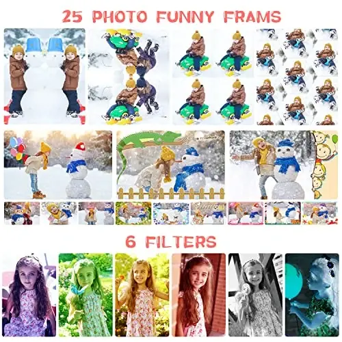 ARNSSIEN Kids Camera, 180° Flip Lensli va 2.4 dyuymli IPS ekranli Toddler Kid raqamli kamerasi, 4 5 6 7 8 9 10 11 yoshli qizlar/o'g'il bolalar uchun tug'ilgan kun festivali sovg'alari, 32 GB karta kiritilgan, X101 - 5