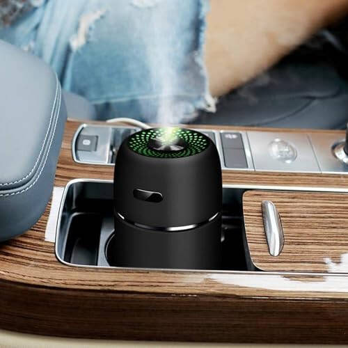 Aroma Diffusers, Car Humidifier 200ml Low Noise Warm Light Mini Sonic Round US Air Diffuser USB 2 Gear Air Freshener for Home Office Bedroom - 6