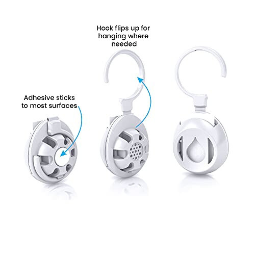 Aromahouse Aromapod Natural Airflow Personal Essential Oil Diffuser with 5 Unscented Refill Pads for Bedroom, Bathroom, Kitchen, Home, Office, Travel - White (Pack of 3) - 4