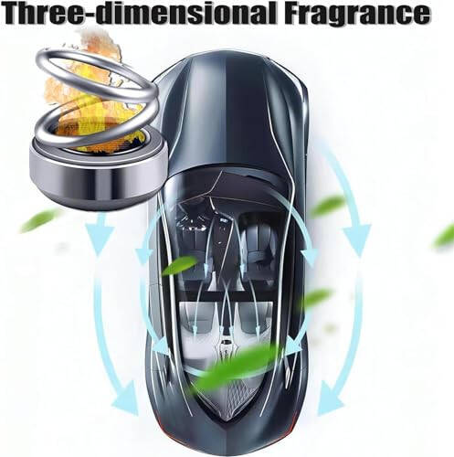 Aromatherapy Car Diffuser, Perfume Diffuser, Indoor Space Solar Energy Aromatherapy Diffuser, Auto Rotating Double Ring Solar Energy Aromatherapy Diffuser for Car, Office, Bathrooms, Living Room (Silver) - 5