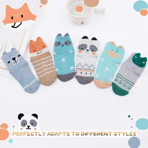 Aroveea Baby Toddler Paypoqlar Grip Sirpanmaydigan O'g'il bolalar Qizlar Paxta 12 Pack Bolalar uchun To'piqli Chiroyli Paypoqlar 6M-7Yillar - 5