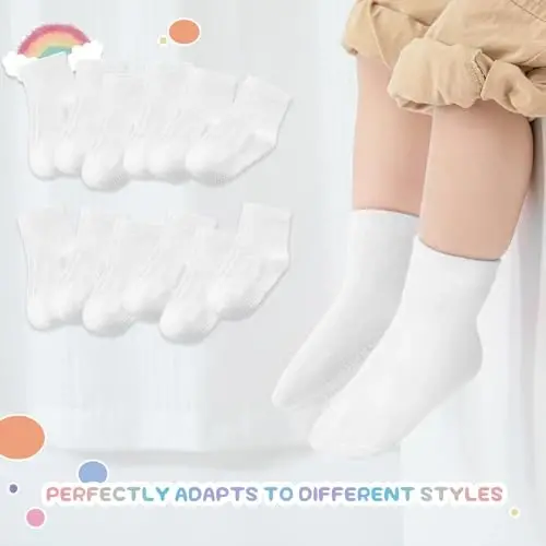 Aroveea Baby Toddler Paypoqlar Grip Sirpanmaydigan O'g'il bolalar Qizlar Paxta 12 Paket Bolalar uchun To'piqli Chiroyli Paypoqlar 6M-7Yillar - 5