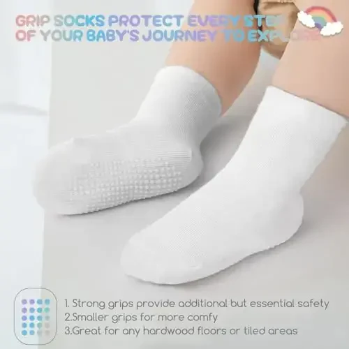 Aroveea Baby Toddler Paypoqlar Grip Sirpanmaydigan O'g'il bolalar Qizlar Paxta 12 Paket Bolalar uchun To'piqli Chiroyli Paypoqlar 6M-7Yillar - 3