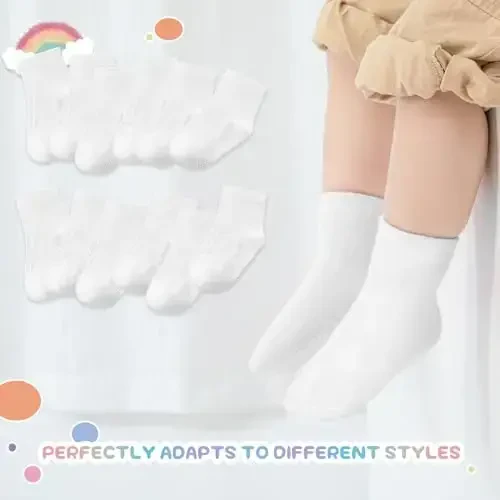 Aroveea Baby Toddler Paypoqlar Grip Sirpanmaydigan O'g'il bolalar Qizlar Paxta 12 Paket Bolalar uchun To'piqli Chiroyli Paypoqlar 6M-7Yillar - 5