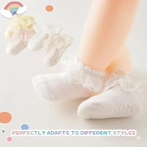 Aroveea Baby Toddler Paypoqlar Grip Sirpanmaydigan O'g'il Bolalar Qizlar Paxta 12 Paket Bolalar uchun To'piqli Chiroyli Paypoqlar 6M-7Yillar - 5