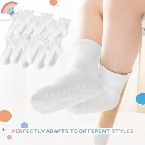 Aroveea Baby Toddler Paypoqlar Sirpanmaydigan O'g'il bolalar Qizlar Paxta 12 dona Bolalar uchun To'piqli Chiroyli Paypoqlar 6O-7Yillar - 5