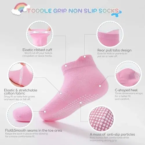 Aroveea Baby Toddler Paypoqlar Sirpanmaydigan O'g'il Bolalar Qizlar Paxta 12 dona Bolalar uchun To'piqli Chiroyli Paypoqlar 6O-7Yillar - AROVEEA (1)