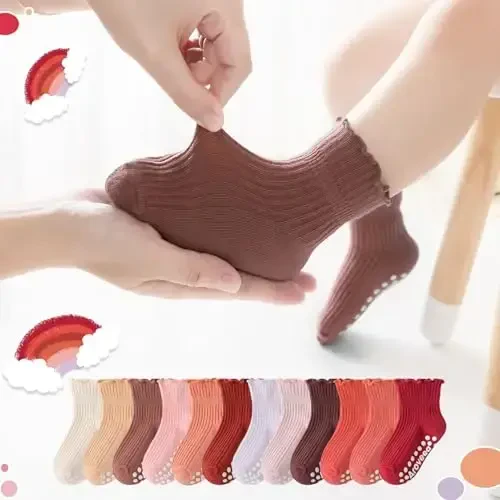 Aroveea Baby Toddler Paypoqlar Sirpanmaydigan O'g'il Bolalar Qizlar Paxta 12 Paket Bolalar uchun To'piqli Chiroyli Paypoqlar 6O-7Yillar - 6