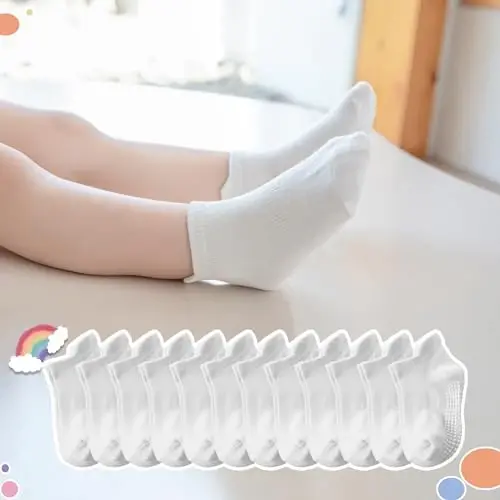 Aroveea Baby Toddler Paypoqlar Sirpanmaydigan O'g'il Qizlar Paxta 12 Pachka Bolalar uchun To'piqli Chiroyli Paypoqlar 6M-7Yil - 6