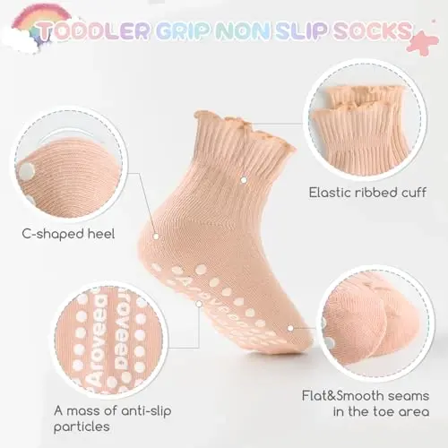 Aroveea Baby Toddler Paypoqlar Sirpanmaydigan O'g'il Qizlar Paxta 12 Pachka Bolalar uchun To'piqli Chiroyli Paypoqlar 6O-7Yillar - 2