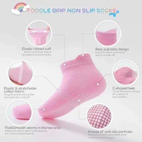 Aroveea Baby Toddler Paypoqlar Sirpanmaydigan O'g'il Qizlar Paxta 12 Pack Bolalar uchun To'piqli Chiroyli Paypoqlar 6M-7Yillar - MODAZONE (1)