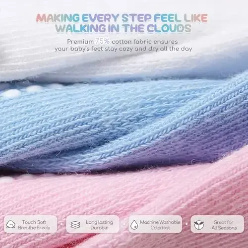 Aroveea Baby Toddler Paypoqlar Sirpanmaydigan O'g'il Qizlar Paxta 12 Pack Bolalar uchun To'piqli Chiroyli Paypoqlar 6M-7Yillar - 4