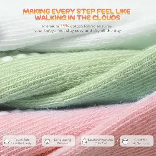 Aroveea Baby Toddler Paypoqlar Sirpanmaydigan O'g'il Qizlar Paxta 12 Pack Bolalar uchun To'piqli Chiroyli Paypoqlar 6M-7Yillar - 4