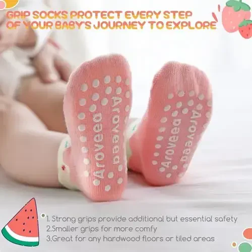 Aroveea Baby Toddler Paypoqlar Sirpanmaydigan O'g'il Qizlar Paxta 12 Paket Bolalar uchun To'piqli Chiroyli Paypoqlar 6M-7Yillar - 3