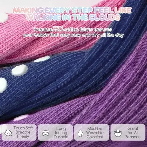 Aroveea Baby Toddler Paypoqlar Sirpanmaydigan O'g'il Qizlar Paxta 12 Paket Bolalar uchun To'piqli Chiroyli Paypoqlar 6O-7Yillar - 4