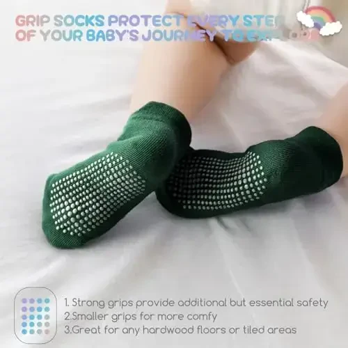 Aroveea Baby Toddler Socks Grip Non Slip Boys Girls Cotton 12 Pack for Kids Ankle Cute Socks 6M-7Years - 3