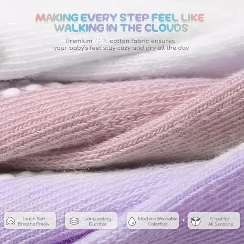 Aroveea Baby Toddler Socks Grip Non Slip Boys Girls Cotton 12 Pack for Kids Ankle Cute Socks 6M-7Years - 4