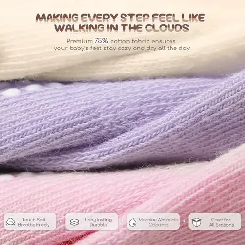 Aroveea Baby Toddler Socks Grip Non Slip Boys Girls Cotton 12 Pack for Kids Ankle Cute Socks 6M-7Years - 4