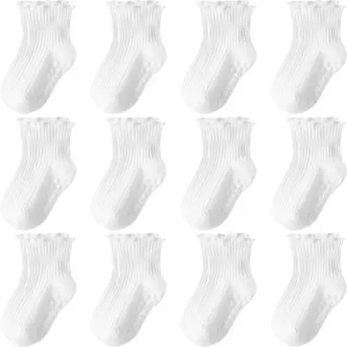 Aroveea Baby Toddler Socks Grip Non Slip Boys Girls Cotton 12 Pack for Kids Ankle Cute Socks 6M-7Years 