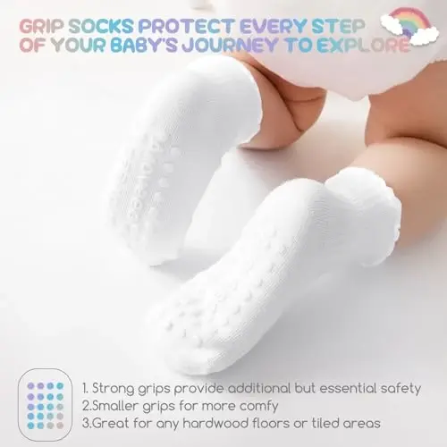 Aroveea Baby Toddler Socks Grip Non Slip Boys Girls Cotton 12 Pack for Kids Ankle Cute Socks 6M-7Years - 3