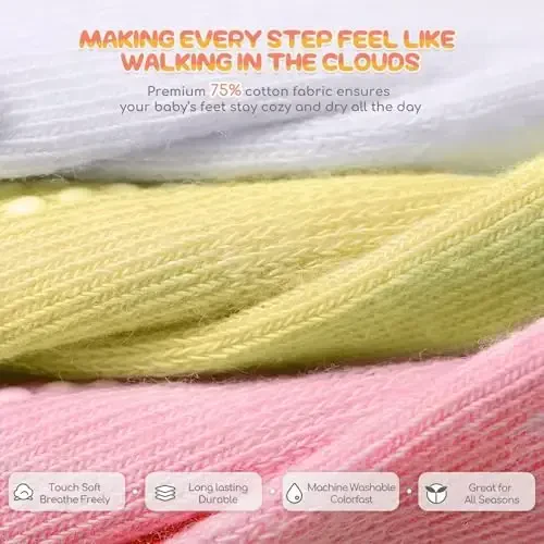 Aroveea Baby Toddler Socks Grip Non Slip Boys Girls Cotton 12 Pack for Kids Ankle Cute Socks 6M-7Years - 4