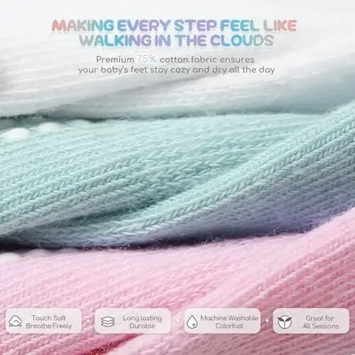 Aroveea Baby Toddler Socks Grip Non Slip Boys Girls Cotton 12 Pack for Kids Ankle Cute Socks 6M-7Years - 4