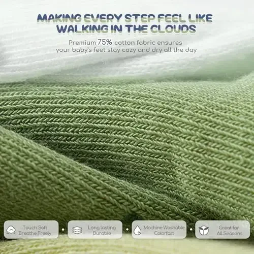 Aroveea Baby Toddler Socks Grip Non Slip Boys Girls Cotton 12 Pack for Kids Ankle Cute Socks 6M-7Years - 4