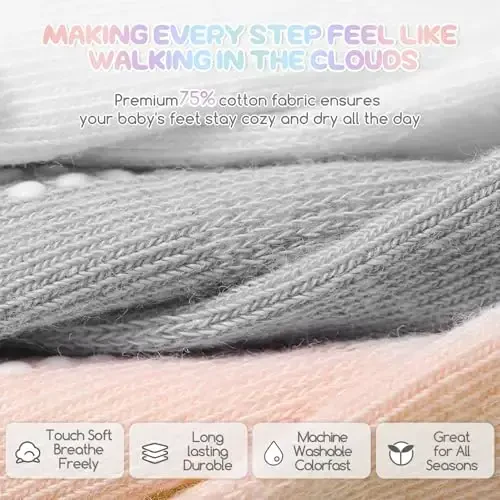 Aroveea Baby Toddler Socks Grip Non Slip Boys Girls Cotton 12 Pack for Kids Ankle Cute Socks 6M-7Years - 4