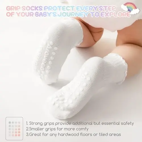 Aroveea Baby Toddler Socks Grip Non Slip Boys Girls Cotton 12 Pack for Kids Ankle Cute Socks 6M-7Years - 3