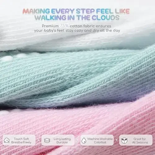 Aroveea Baby Toddler Socks Grip Non Slip Boys Girls Cotton 12 Pack for Kids Ankle Cute Socks 6M-7Years - 4