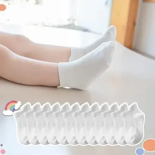 Aroveea Baby Toddler Socks Grip Non Slip Boys Girls Cotton 12 Pack for Kids Ankle Cute Socks 6M-7Years - 6