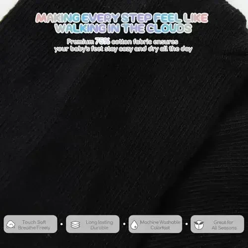 Aroveea Baby Toddler Socks Grip Non Slip Boys Girls Cotton 12 Pack for Kids Ankle Cute Socks 6M-7Years - 4