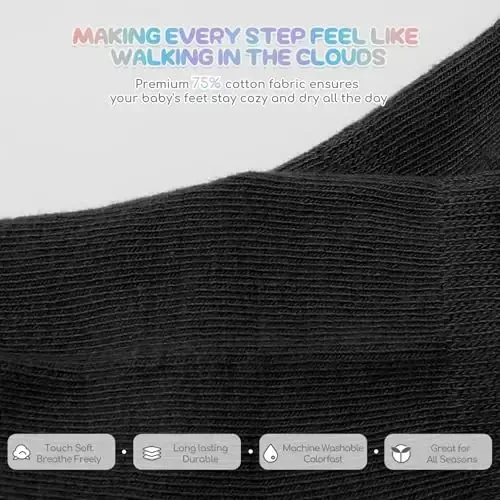Aroveea Baby Toddler Socks Grip Non Slip Boys Girls Cotton 12 Pack for Kids Ankle Cute Socks 6M-7Years - 4