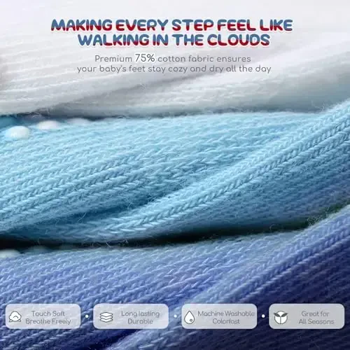 Aroveea Baby Toddler Socks Grip Non Slip Boys Girls Cotton 12 Pack for Kids Ankle Cute Socks 6M-7Years - 4