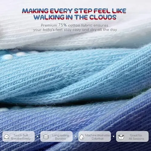 Aroveea Baby Toddler Socks Grip Non Slip Boys Girls Cotton 12 Pack for Kids Ankle Cute Socks 6M-7Years - 4