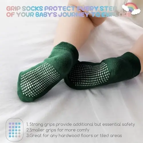 Aroveea Baby Toddler Socks Grip Non Slip Boys Girls Cotton 12 Pack for Kids Ankle Cute Socks 6M-7Years - 3
