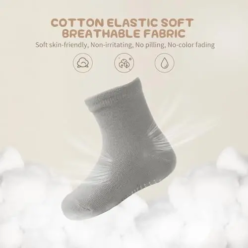 Aroveea Toddler Socks Non Slip Grip Cute Cotton Baby Socks 12 Pack for Toddler Boys Girls Kids - 3