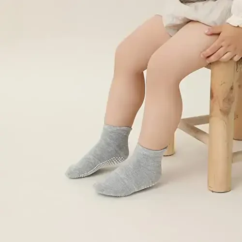 Aroveea Toddler Socks Non Slip Grip Cute Cotton Baby Socks 12 Pack for Toddler Boys Girls Kids - 3