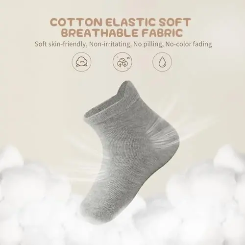 Aroveea Toddler Socks Non Slip Grip Cute Cotton Baby Socks 12 Pack for Toddler Boys Girls Kids - 5