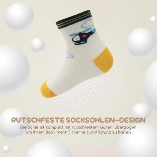Aroveea Toddler Socks Non Slip Grip Cute Cotton Baby Socks 12 Pack for Toddler Boys Girls Kids - 4