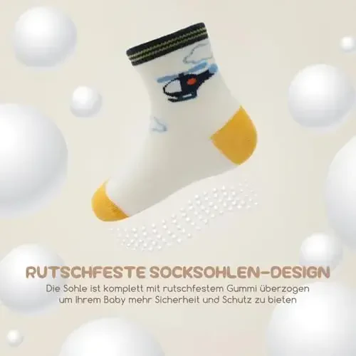Aroveea Toddler Socks Non Slip Grip Cute Cotton Baby Socks 12 Pack for Toddler Boys Girls Kids - 4