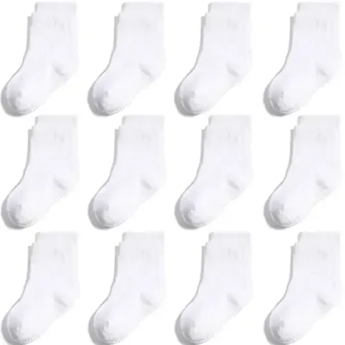 Aroveea Toddler Socks Non Slip Grip Cute Cotton Baby Socks 12 Pack for Toddler Boys Girls Kids 