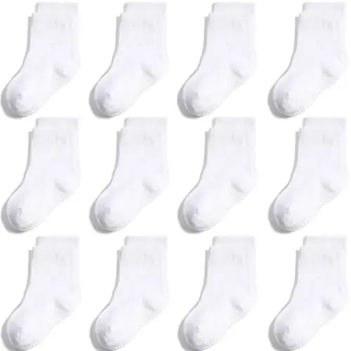 Aroveea Toddler Socks Non Slip Grip Cute Cotton Baby Socks 12 Pack for Toddler Boys Girls Kids - 1